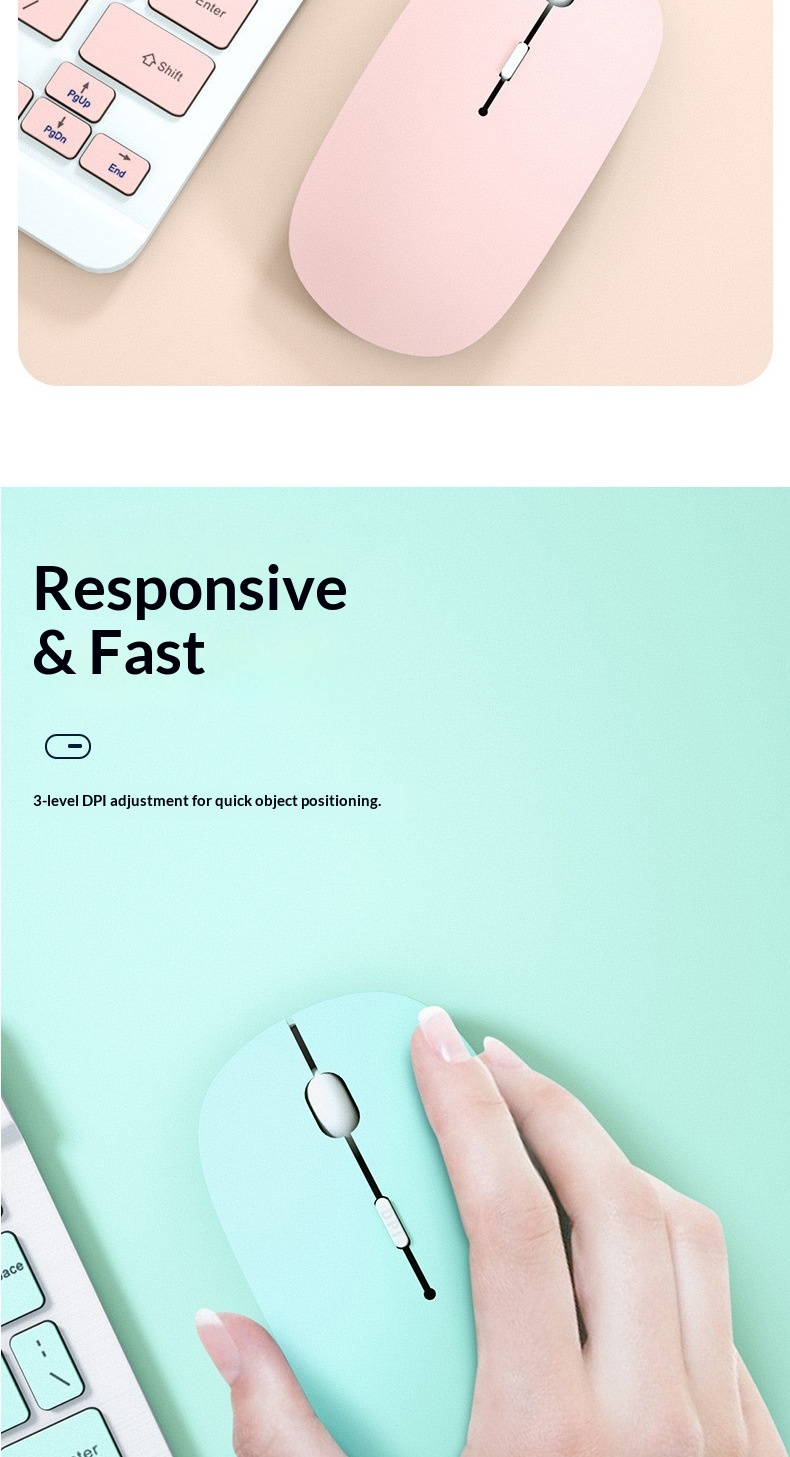 Digitex Digitex Rechargeable Dual-Mode Bluetooth Wireless Mouse For Gaming, Office, Computer, Mobile Phone, Tablet_voghion.com