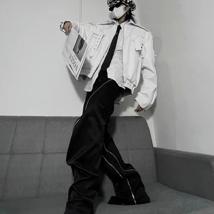 Giacca in pelle bianca retrò da uomo, stile primavera-autunno, modello corto da motociclista europeo e americano_voghion.com