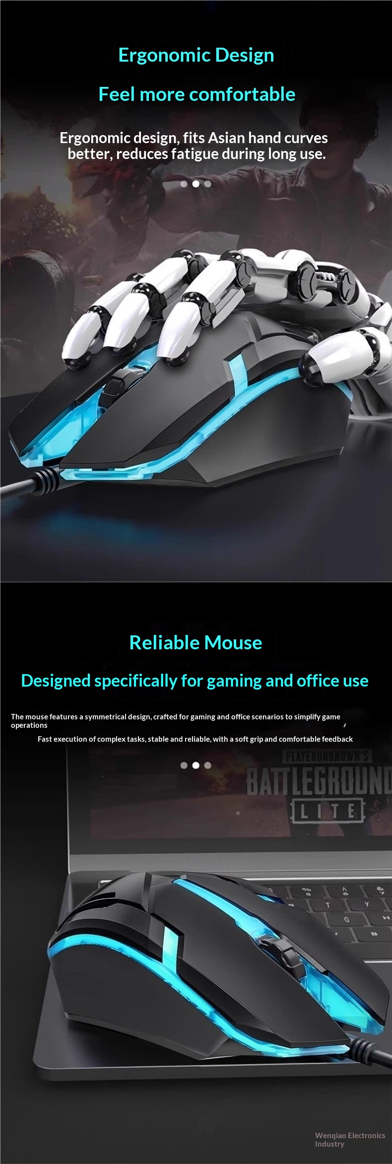 Digitex Digitex Glowing Gaming Wired E-sports Computer USB Adatto per laptop Dell da uomo e da donna Mouse Corpo umano_voghion.com