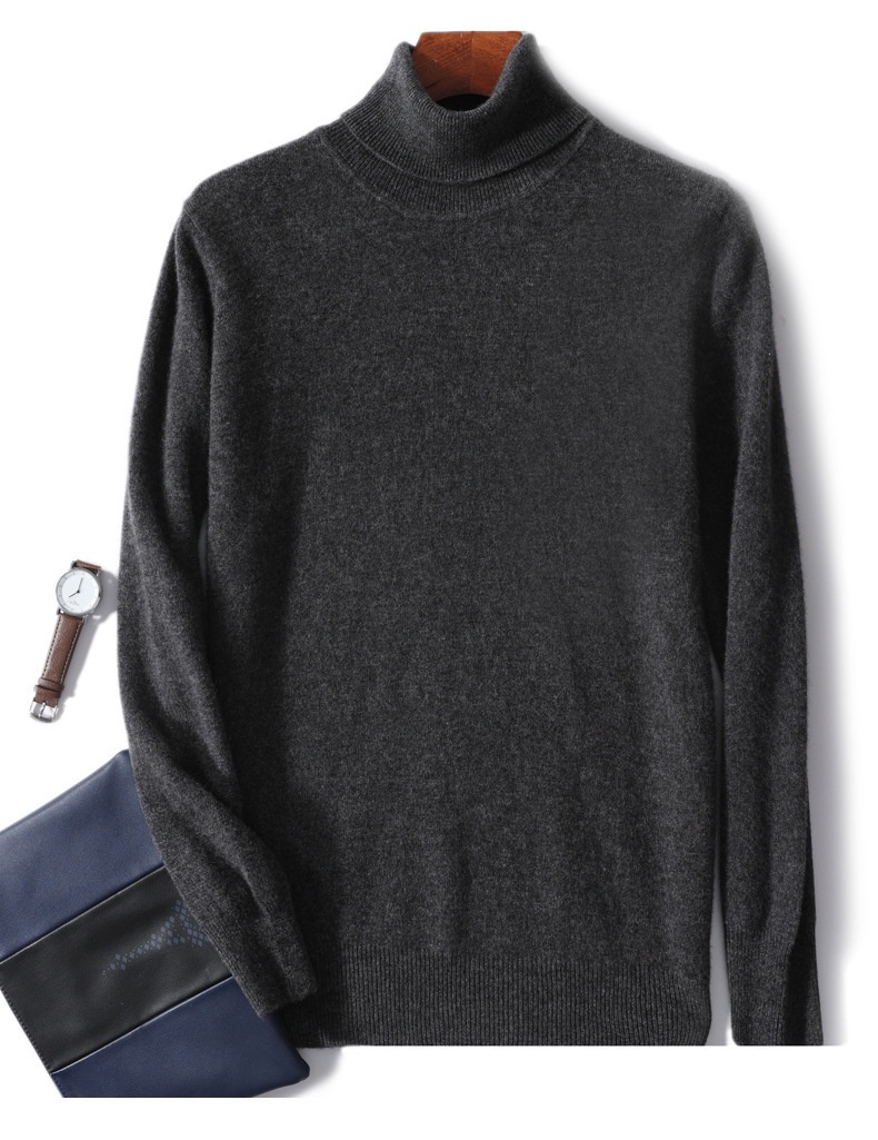 boy Boy Boy New Pure 100% Wool Men's Cashmere Spring Autumn Pullover Versatile Sweater Business Casual Inner Layer Base Shirt_voghion.com