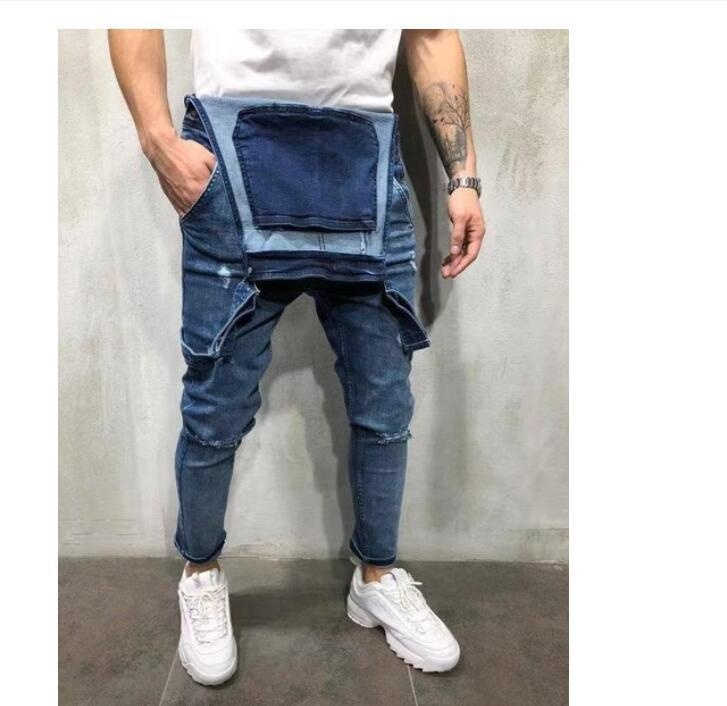 boy Cross-Border European And American Style Loose Men's Denim Overalls Suspender Slim Fit Pants_voghion.com