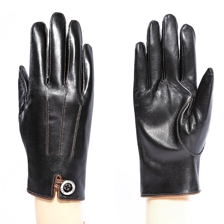 Boy Boy Boy Fashion Genuine Men, fleecegefüttert, dick gefüttert, Touchscreen-fähig, warm für Herbst und Winter, geeignet zum Reiten und Autofahren, Ziegenleder_voghion.com