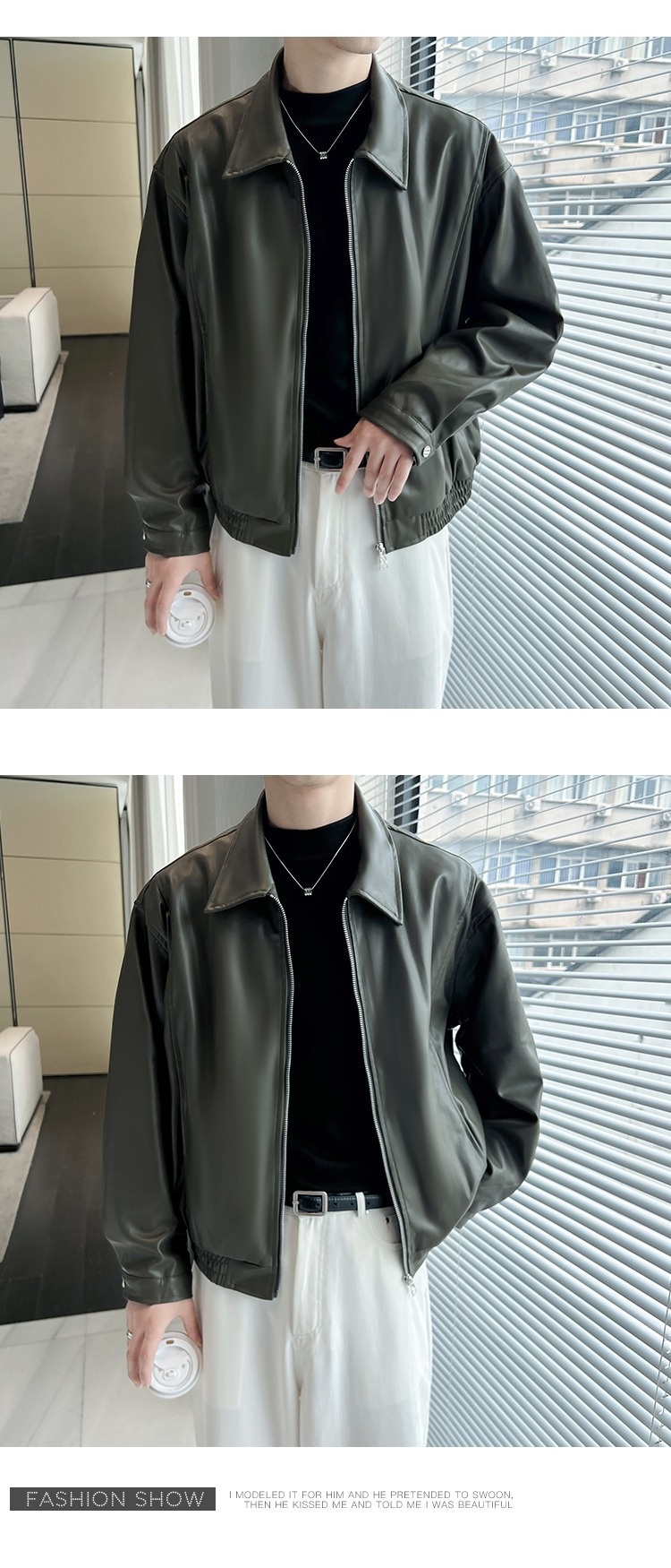 Giacca da motociclista da uomo in pelle con cerniera imbottita e design di nicchia Pishi Pu, autunno inverno, cappotto alla moda_voghion.com