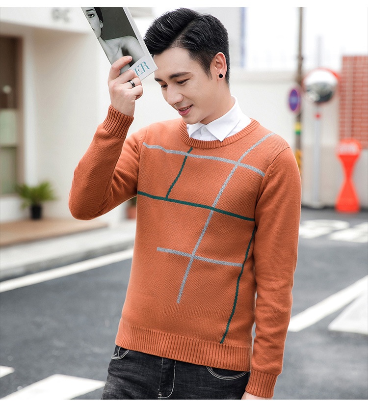 boy Boy Boy Boy Winter New Round Neck For Men Korean Style Color Block Pullover Fashion Trendy Long Sleeve Warm Men's Knitted Sweater_voghion.com