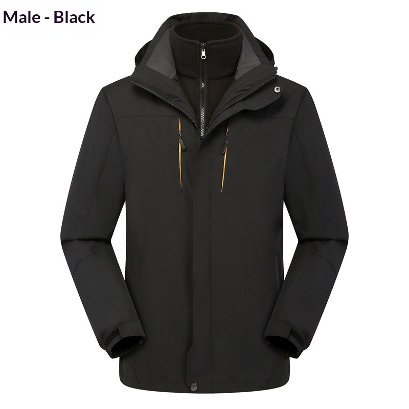 001 New Outdoor Jacket Men Thickened Three-in-One 0.05kg Piece Set Detachable Windproof Waterproof Mountaineering Suit Women_voghion.com