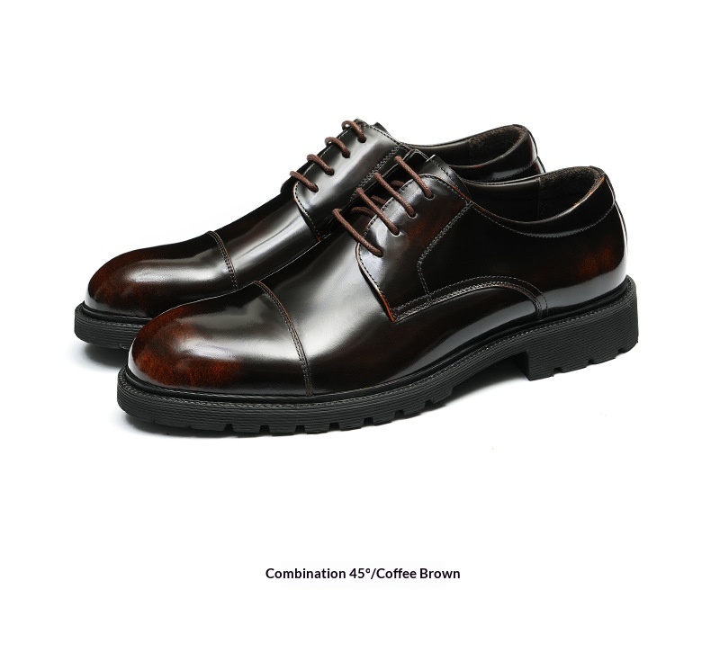 Scarpe derby formali da uomo Voyage in pelle a tre giunture, primo strato di fodera in pelle bovina, punta tonda, suola spessa, lucide_voghion.com