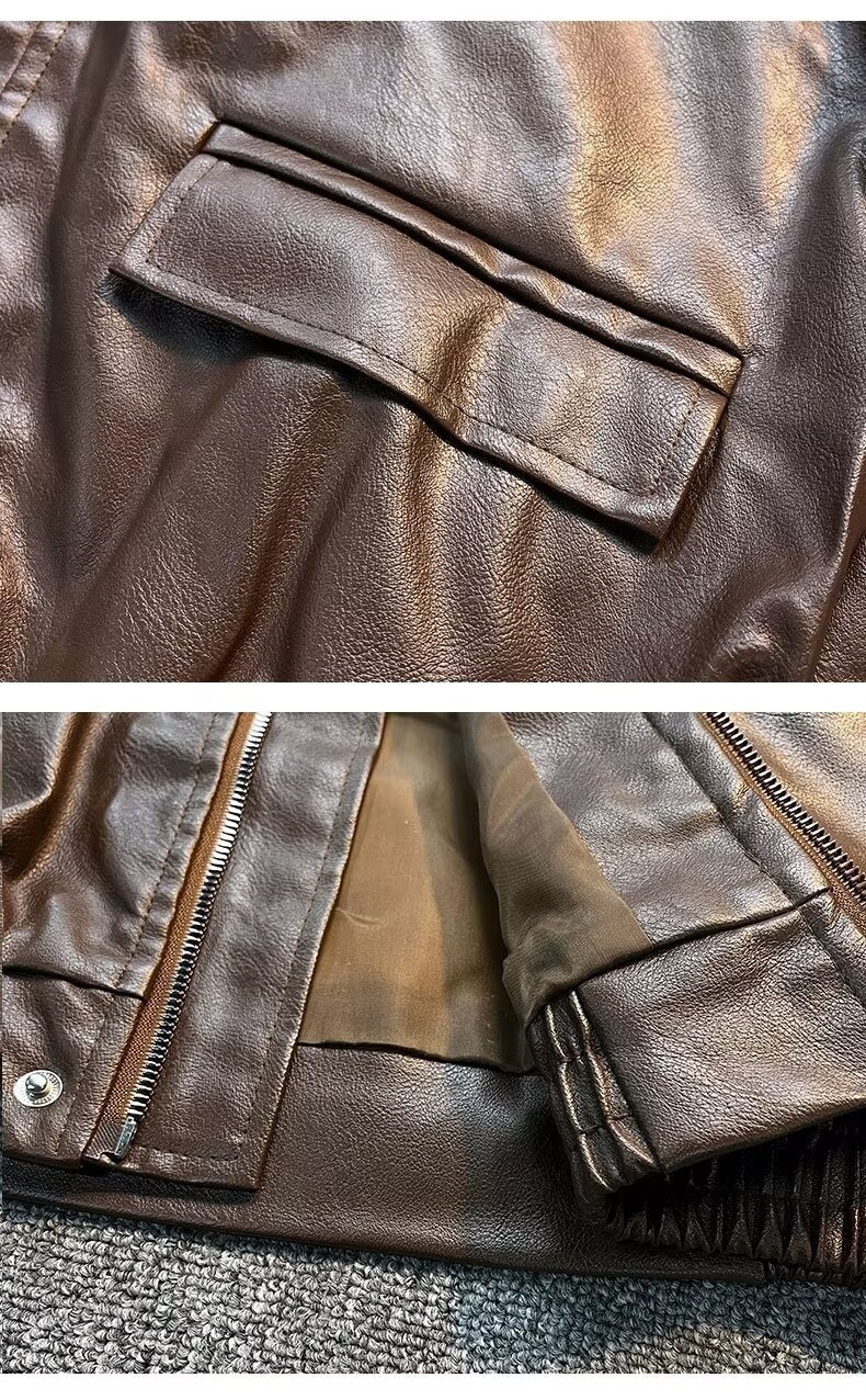 Giacca da aviatore in pelle PU da uomo alla moda di strada europea e americana, ampia e alla moda, disponibile in magazzino_voghion.com