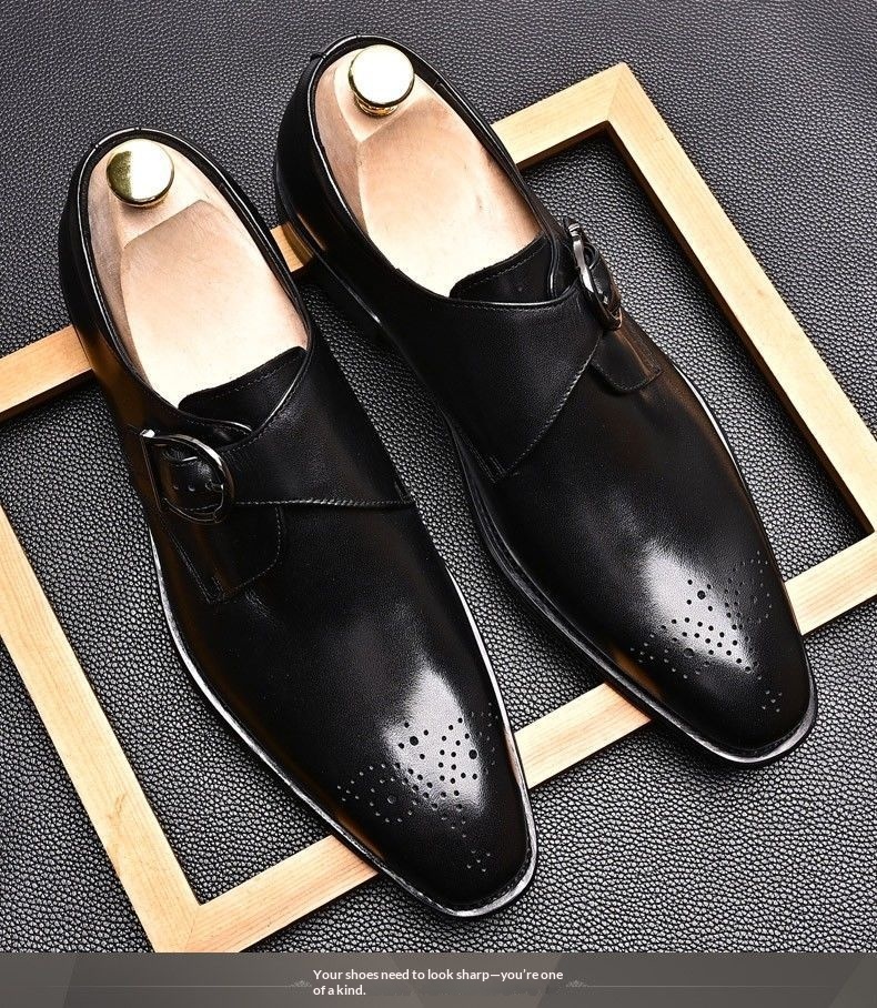 Voyage Herrenschuhe im britischen Stil mit Schnallenverschluss, trendig, aus hochwertigem Rindsleder gefertigt, Brogue-Schuhe, elegant und formell, spitz zulaufend._voghion.com