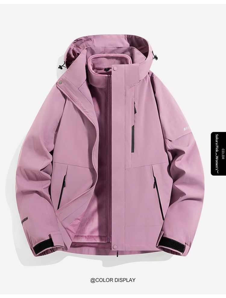 Nouveau manteau trois-en-un détachable pour homme et femme, à capuche, pour couple, idéal pour la randonnée en extérieur, coupe-vent et imperméable._voghion.com