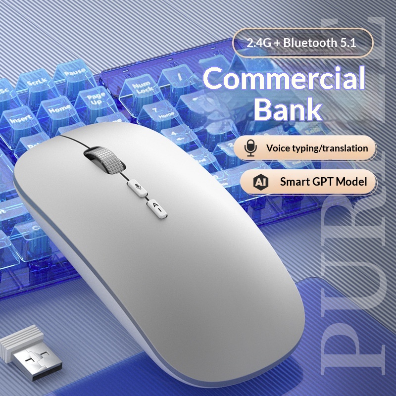 Souris sans fil Bluetooth Digitex, rechargeable, silencieuse et sans bruit, pour ordinateur portable, tablette, bureau à domicile, saisie vocale._voghion.com