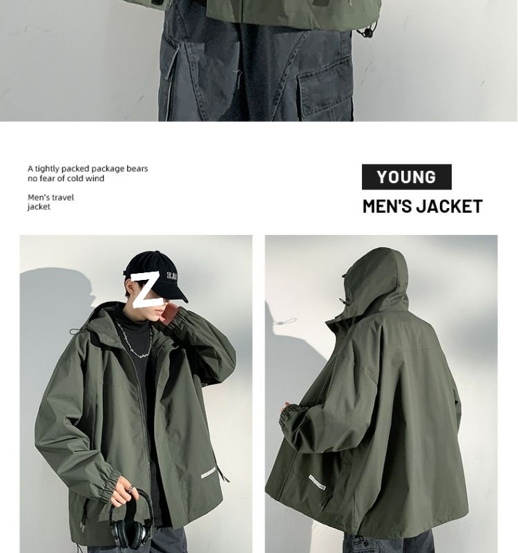 boy Boy Spring And Autumn Trend American Style Waterproof Windproof Solid Color Workwear Softshell Men's Casual Jacket Top_voghion.com