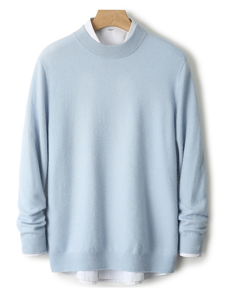 Herren-Strickpullover mit halbem Rollkragen, Herbst/Winter, aus reiner Wolle, einfarbig, dickwandig, stilvoll, Business-Look_voghion.com