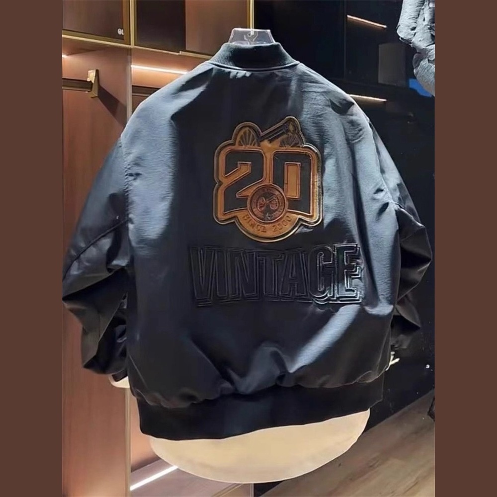 Giacca da baseball da uomo in cotone con scollo rotondo ricamato, stile americano, casual, calda, invernale, da uomo, di marca alla moda_voghion.com