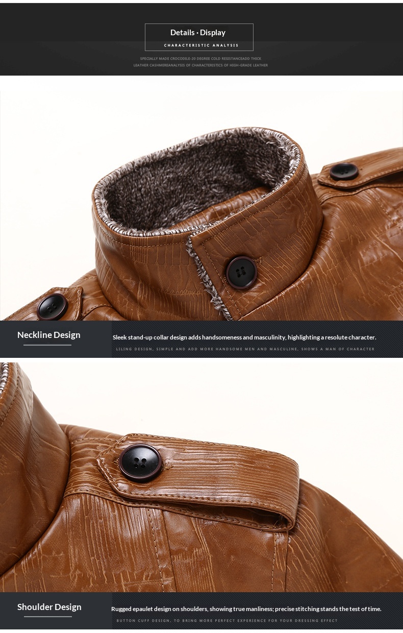 Chaqueta de cuero sintético con forro de piel de oveja cruzada para hombre, talla grande, invierno 2022_voghion.com