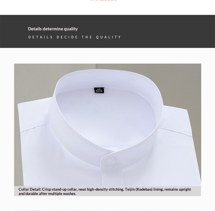 Camisa de trabajo de estilo chino de manga larga con cuello mandarín para hombre, estilo profesional, versión coreana, JK_voghion.com