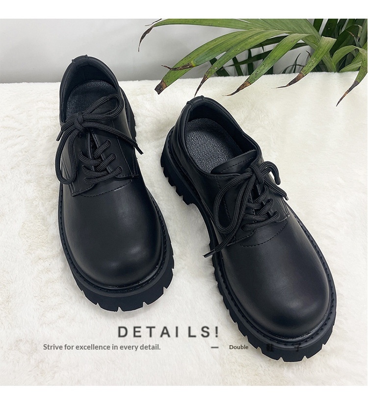 Voyage Voyage Britischer Stil Leder 2025 Frühling Herbst Unisex Runde Zehenpartie Schnürschuhe Retro Derby Loafer Dicke Sohle Bequem_voghion.com