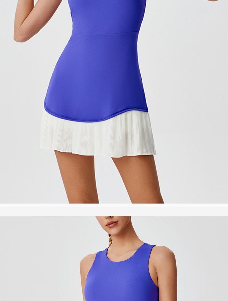 001 Cross-Border Summer Sports Dress With Ruffles, Anti-Exposure, Quick-Dry Badminton Tennis Dress, Hollow Out Beautiful_voghion.com