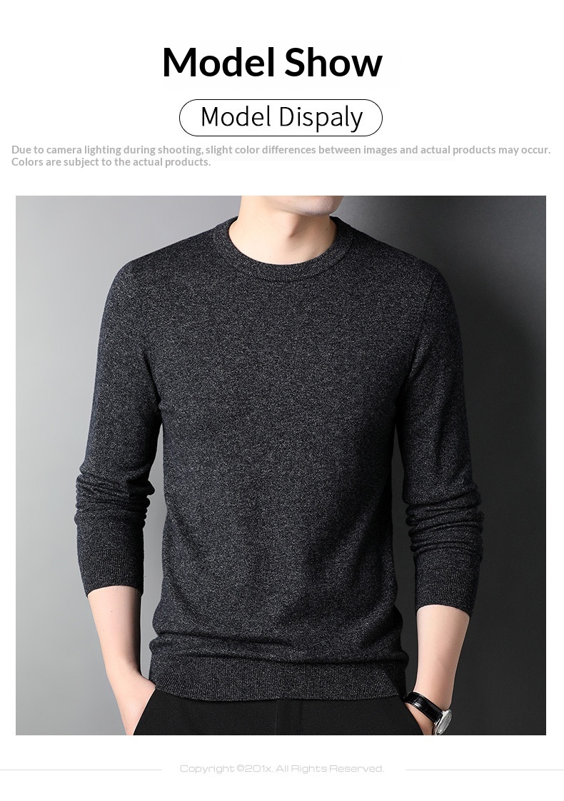 ragazzo Ragazzo Ragazzo Ragazzo Hengyuanxiang Maglione sottile in pura lana al 100% 2023 Autunno Inverno Nuovo girocollo tinta unita Camicia di base Abbigliamento da uomo_voghion.com