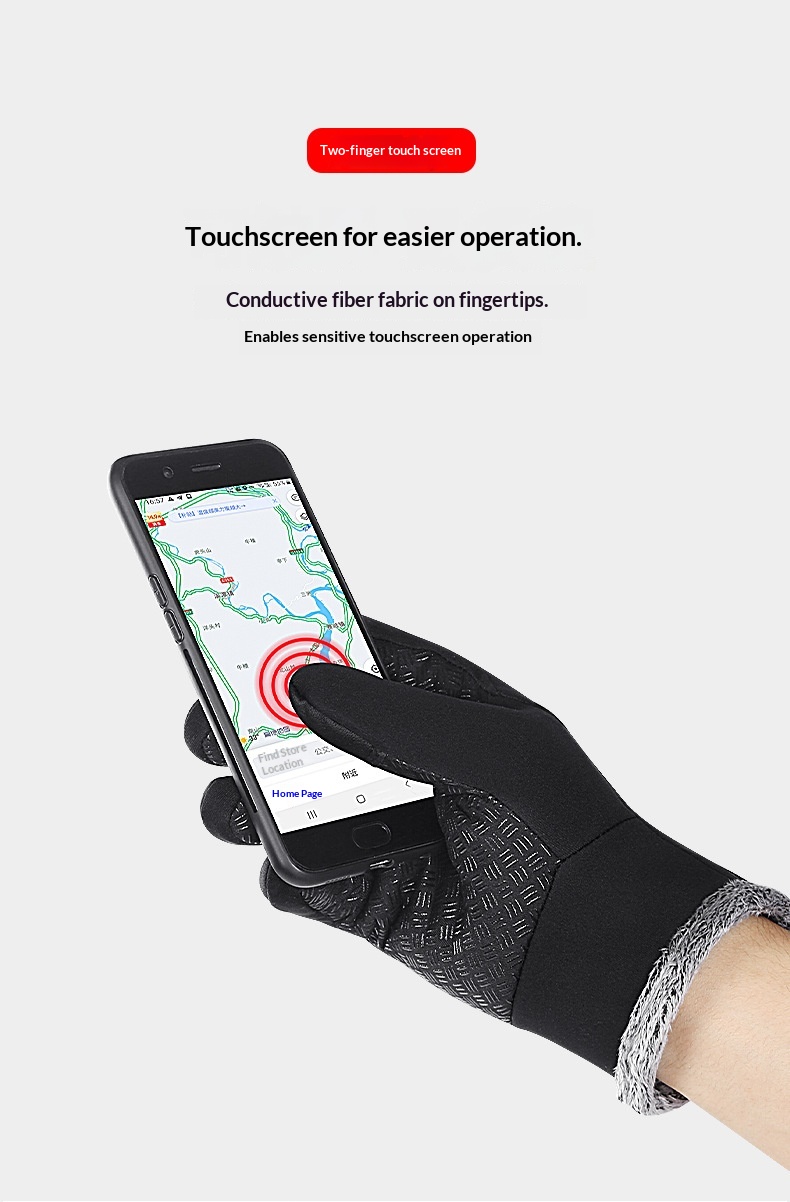 Jungen Outdoor Winddichte Winter Fleecegefütterte Dicke Warme Unisex Sport Fahrradfahren Ski Touchscreen Rutschfest Handschuhe_voghion.com