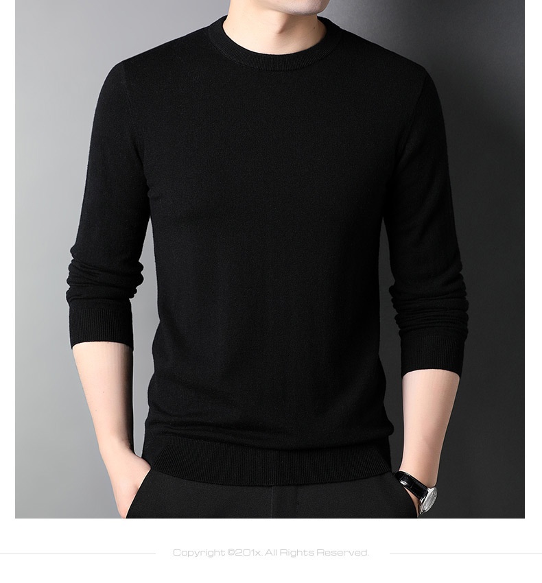 ragazzo Ragazzo Ragazzo Ragazzo Hengyuanxiang Maglione sottile in pura lana al 100% 2023 Autunno Inverno Nuovo girocollo tinta unita Camicia di base Abbigliamento da uomo_voghion.com