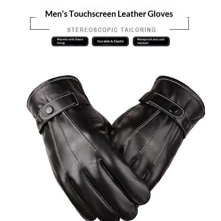 Guanti invernali da equitazione in pelle da uomo Boy Boy, caldi, foderati in pile, spessi, antivento, antifreddo, impermeabili, touchscreen_voghion.com