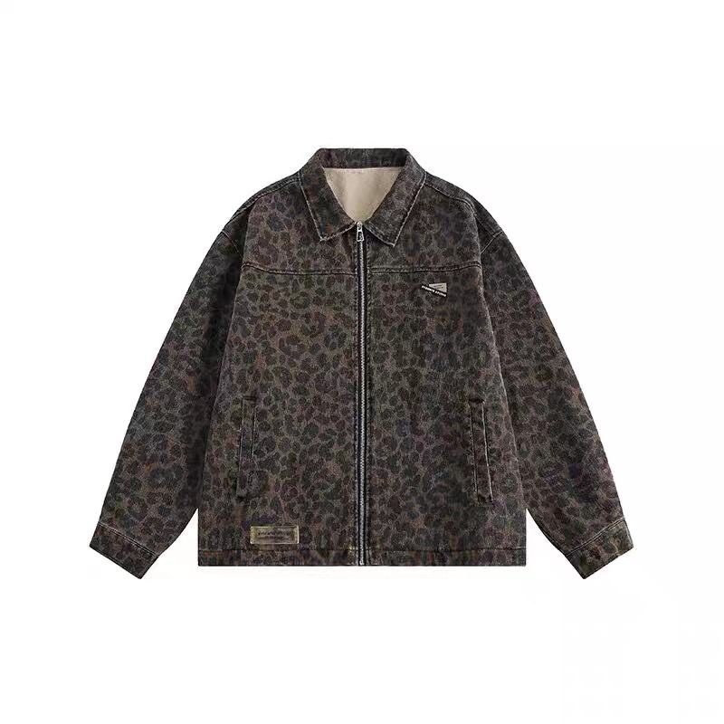 boy 2024 Style Functional Leopard Print Lapel Jacket For Men Women Spring Winter New Trendy European And American Zipper_voghion.com