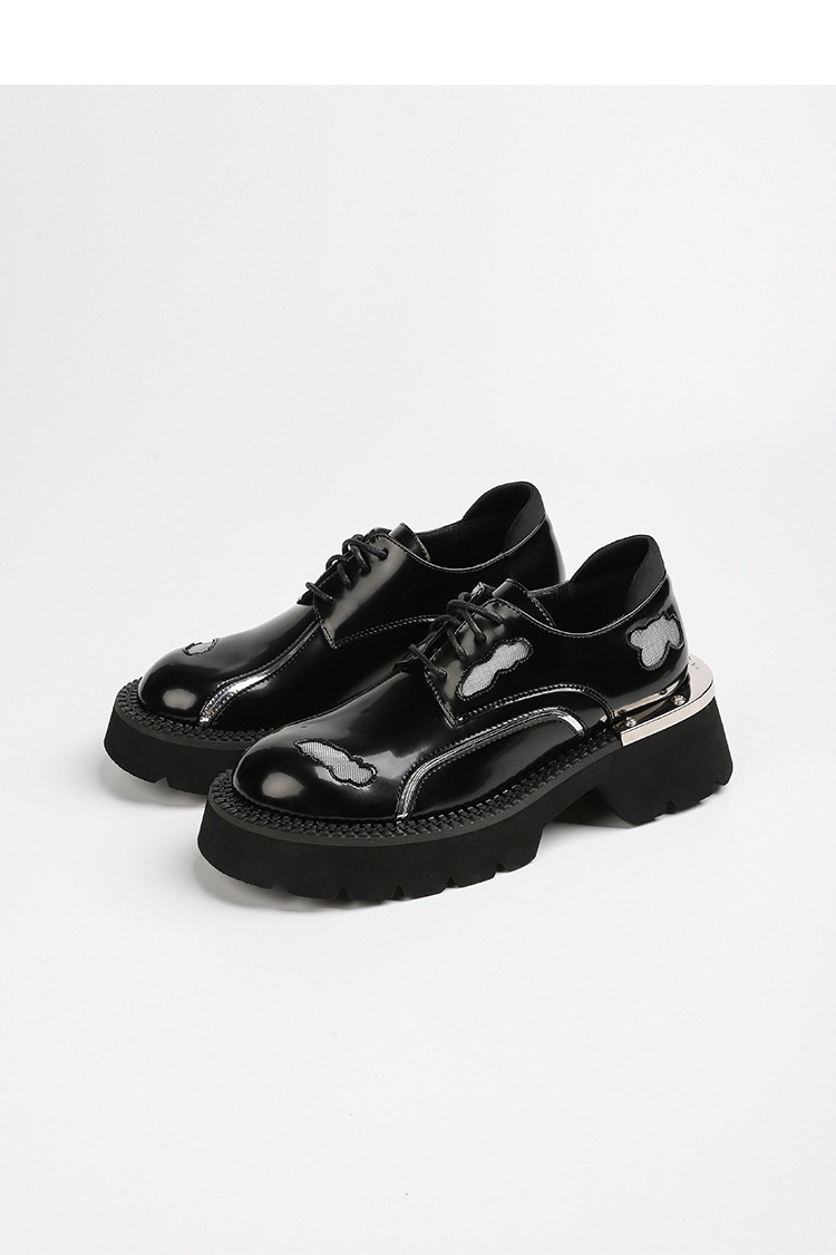 Voyage Voyage 2023 Early Sprig New Round Toe Distressed Metal Derby Shoes Thick Sole Height Icreasig British Style Loafers For_voghion.com