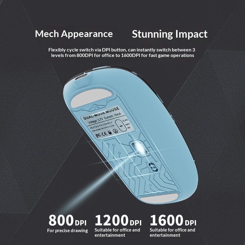 Digitex Digitex Transparent Wireless Bluetooth Dual-Mode Silent Office Optical Gaming Computer 2.4G Rechargeable Mouse_voghion.com