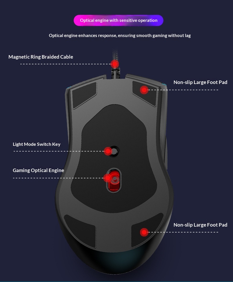 Digitex Digitex Wired FV509 Cool RGB Marquee Effect Oyun Bilgisayarı Toptan Mekanik Fare_voghion.com