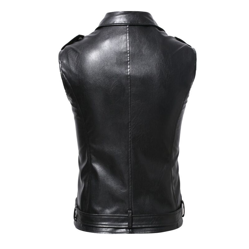 boy 2023 New Men's Motorcycle Jacket European And American Slim Fit Cross-Border PU Leather Vest For Men_voghion.com
