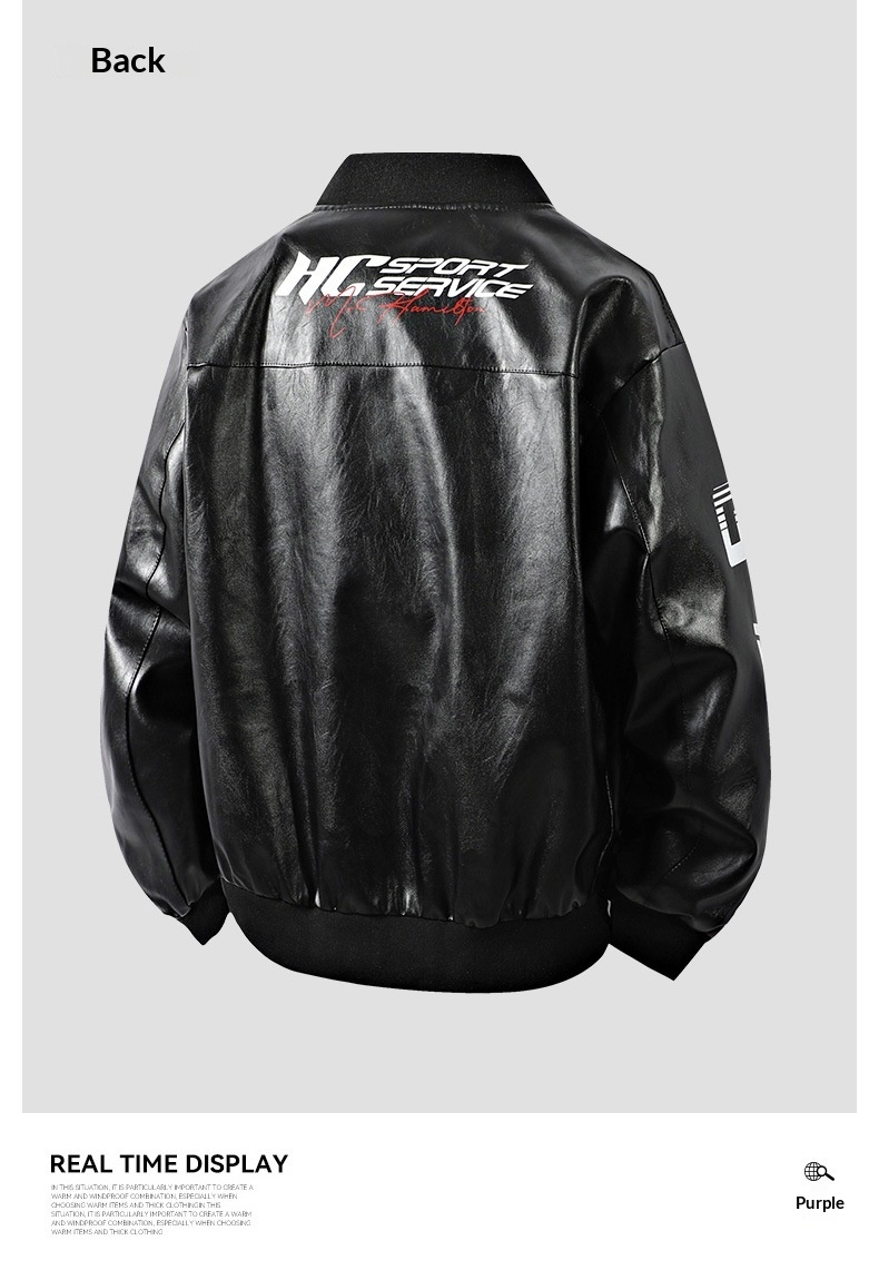 Giacca da motociclista in pelle da uomo larga, stile retrò hip-hop europeo e americano, all'ingrosso transfrontaliero_voghion.com