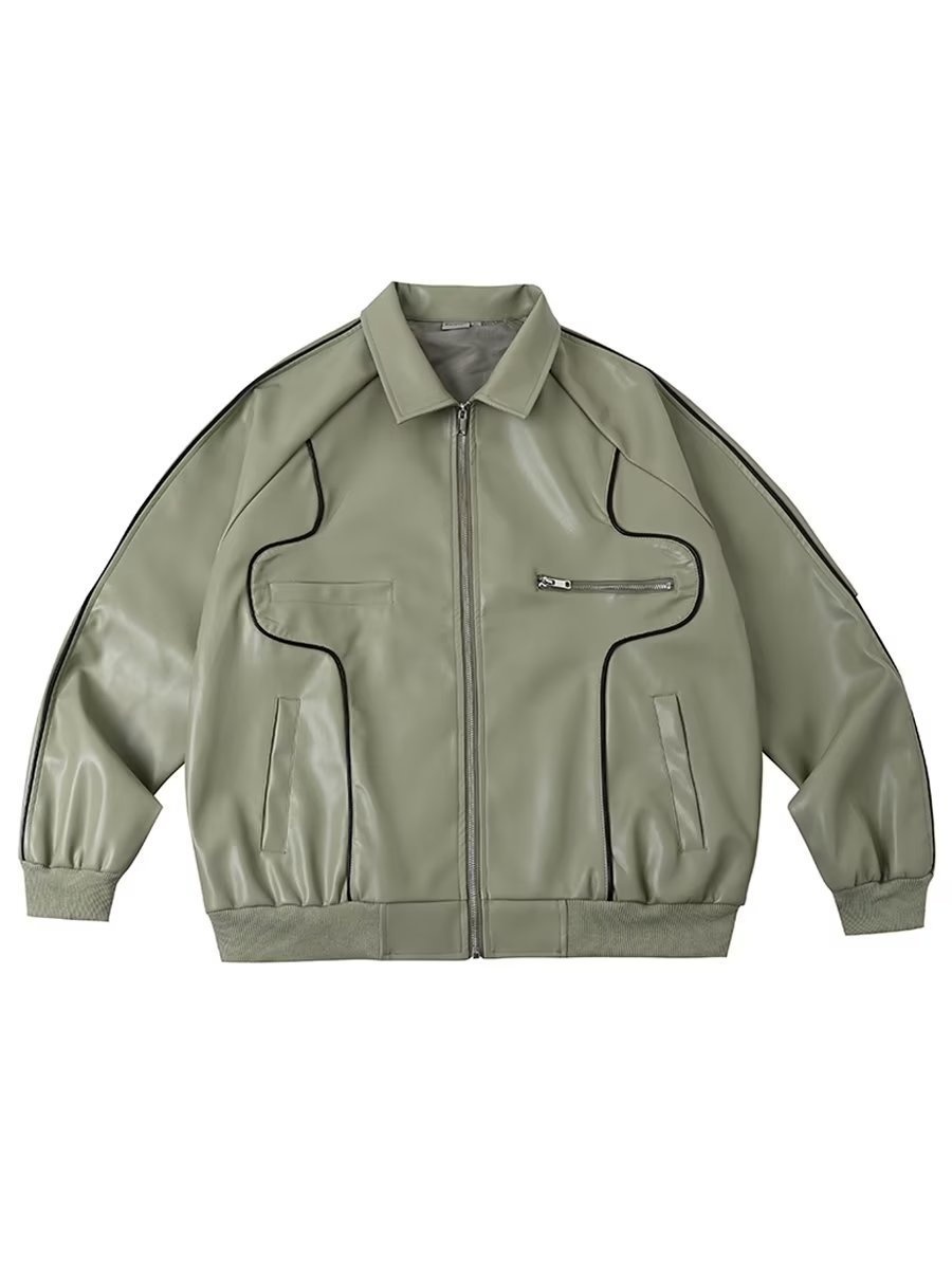 Giacca in pelle antivento larga da uomo, stile motociclista retrò europeo americano High Street, marchio alla moda Ins_voghion.com