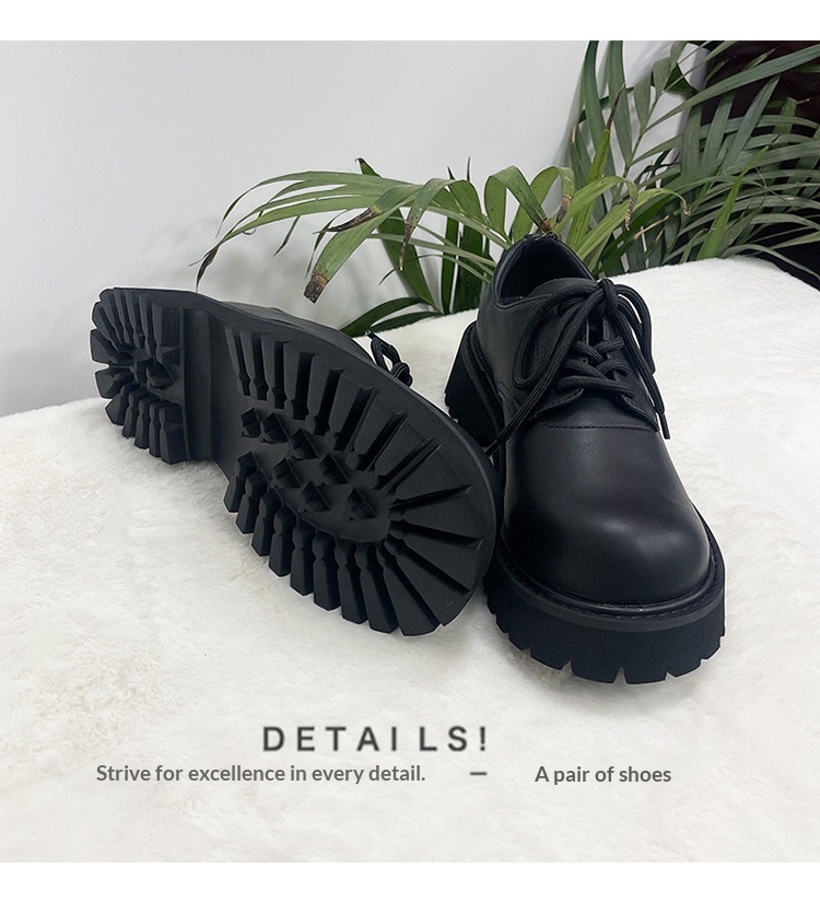 Voyage Voyage Britischer Stil Leder 2025 Frühling Herbst Unisex Runde Zehenpartie Schnürschuhe Retro Derby Loafer Dicke Sohle Bequem_voghion.com