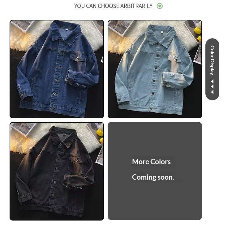 ragazzo Nuovo colletto rovesciato giacca in denim resistente a maniche lunghe per uomo stile giapponese marchio alla moda Ins autunno inverno europeo_voghion.com