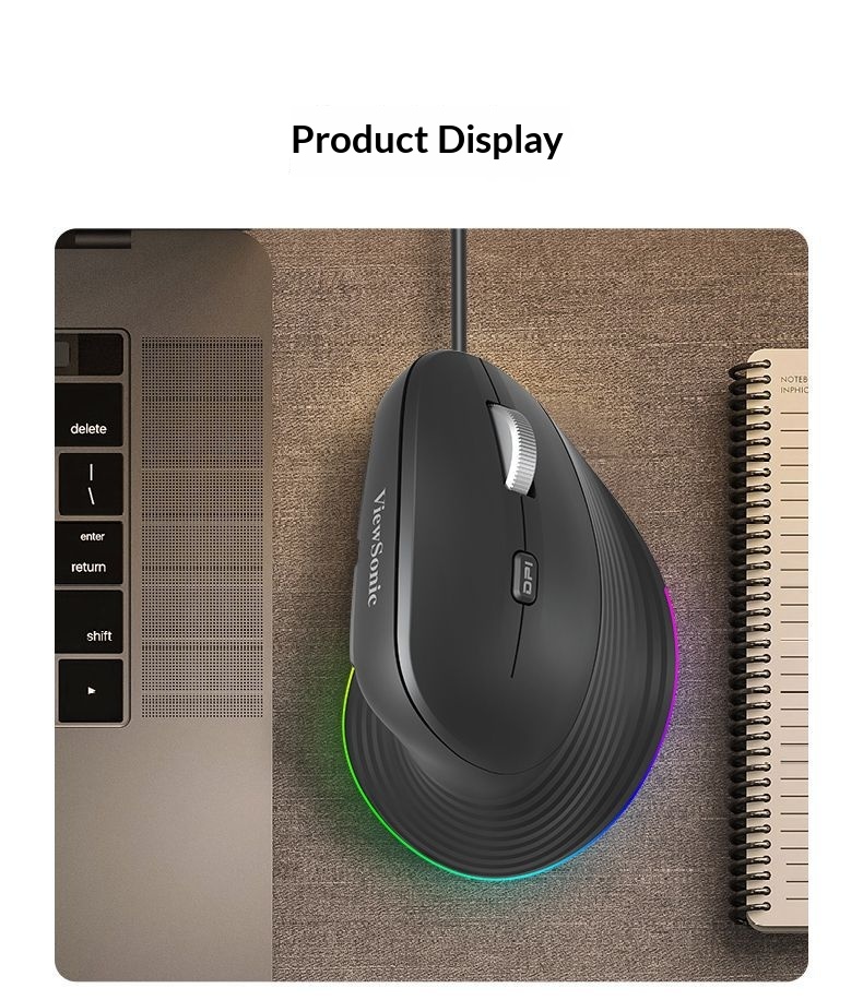 Digitex Digitex ViewSonic MW610 Ter Geçirmez Kaymaz Dikey Ergonomik Işıklı Fare Ofis ve Oyun İçin_voghion.com