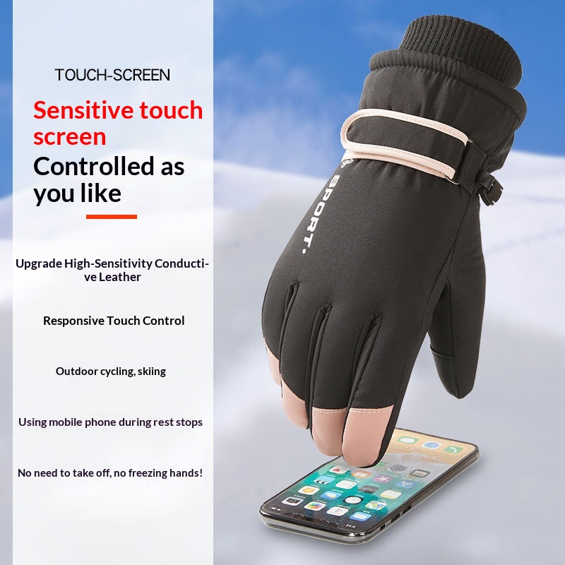 Guanti da sci invernali Boy Boy per uomo e donna, stile coppia, touchscreen da ciclismo, antiscivolo, antivento, impermeabili, foderati in pile,_voghion.com