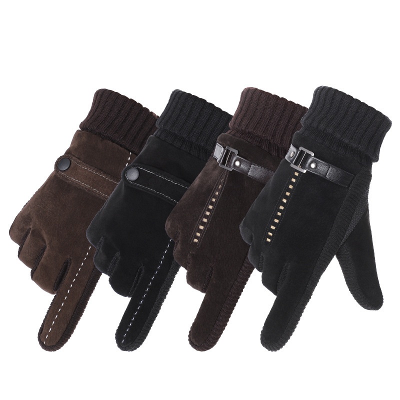 boy Boy Boy Pigskin Gloves Men Winter Fleece Lined Thickened Warm Motorcycle Riding Electric Bike Anti-Slip Outdoor Skiing_voghion.com
