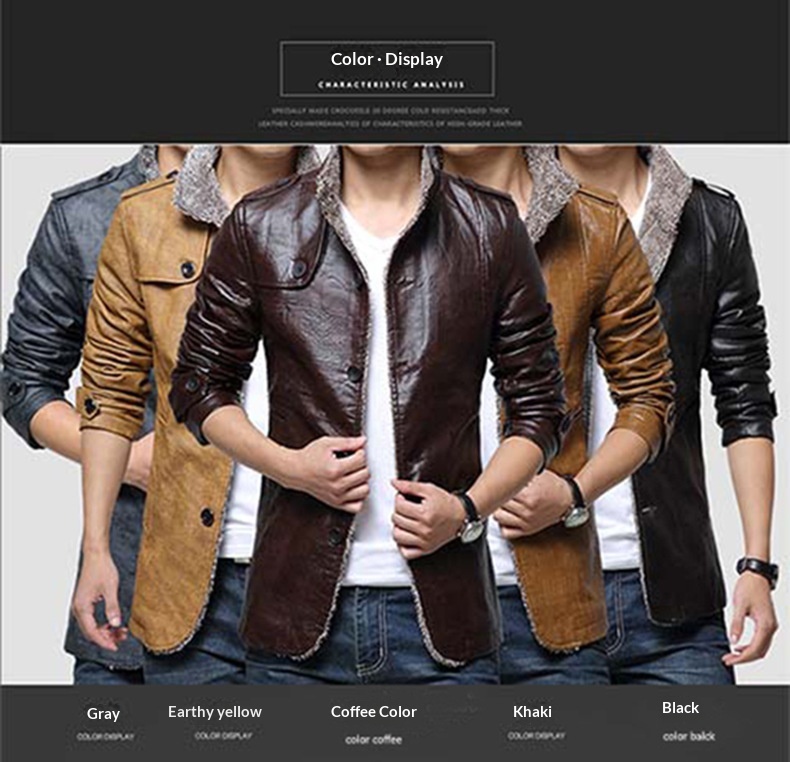 Chaqueta de cuero sintético con forro de piel de oveja cruzada para hombre, talla grande, invierno 2022_voghion.com