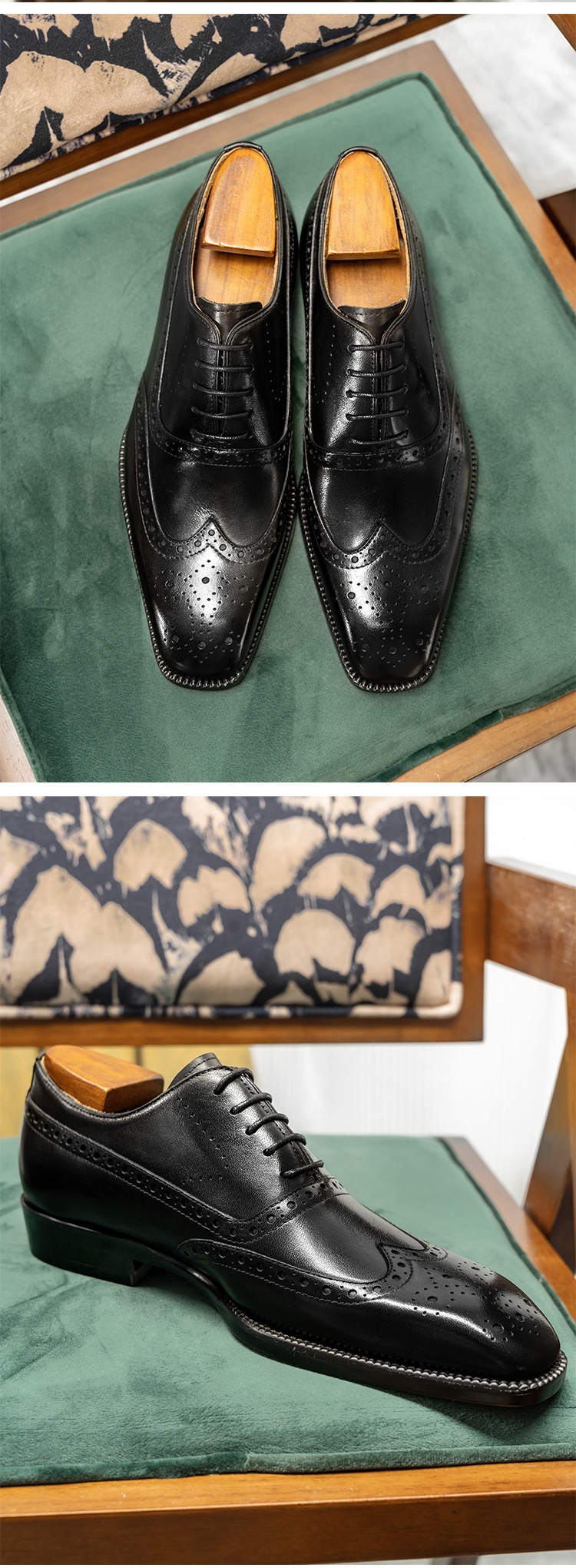 Zapatos Oxford estilo brogue para hombre, de piel de vacuno de alta gama, estilo británico, con punta cuadrada, forrados y estilo formal de negocios._voghion.com