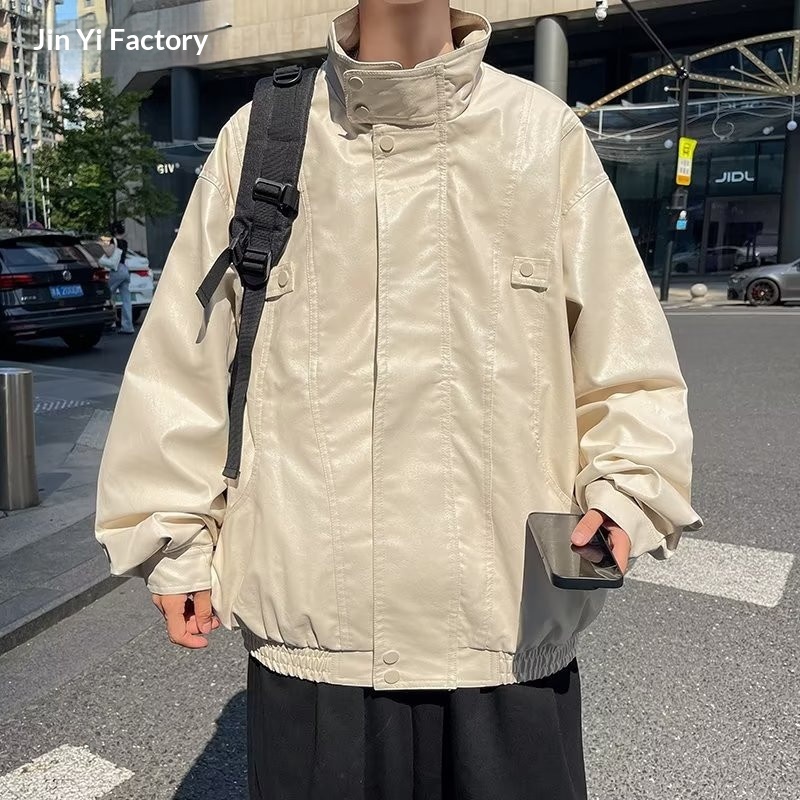 Giacca da motociclista ampia con colletto rovesciato, stile street europeo, primavera e autunno, da uomo, marchio americano alla moda_voghion.com