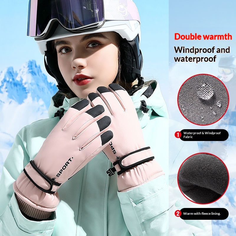 Guanti da sci invernali Boy Boy per uomo e donna, stile coppia, touchscreen da ciclismo, antiscivolo, antivento, impermeabili, foderati in pile,_voghion.com