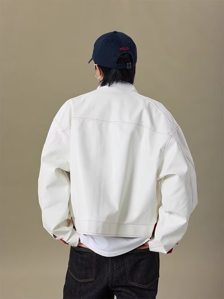 Giacca in pelle da uomo di alta qualità, stile hip hop, stile motociclista, stile corto PU, alla moda, marchio europeo e americano_voghion.com