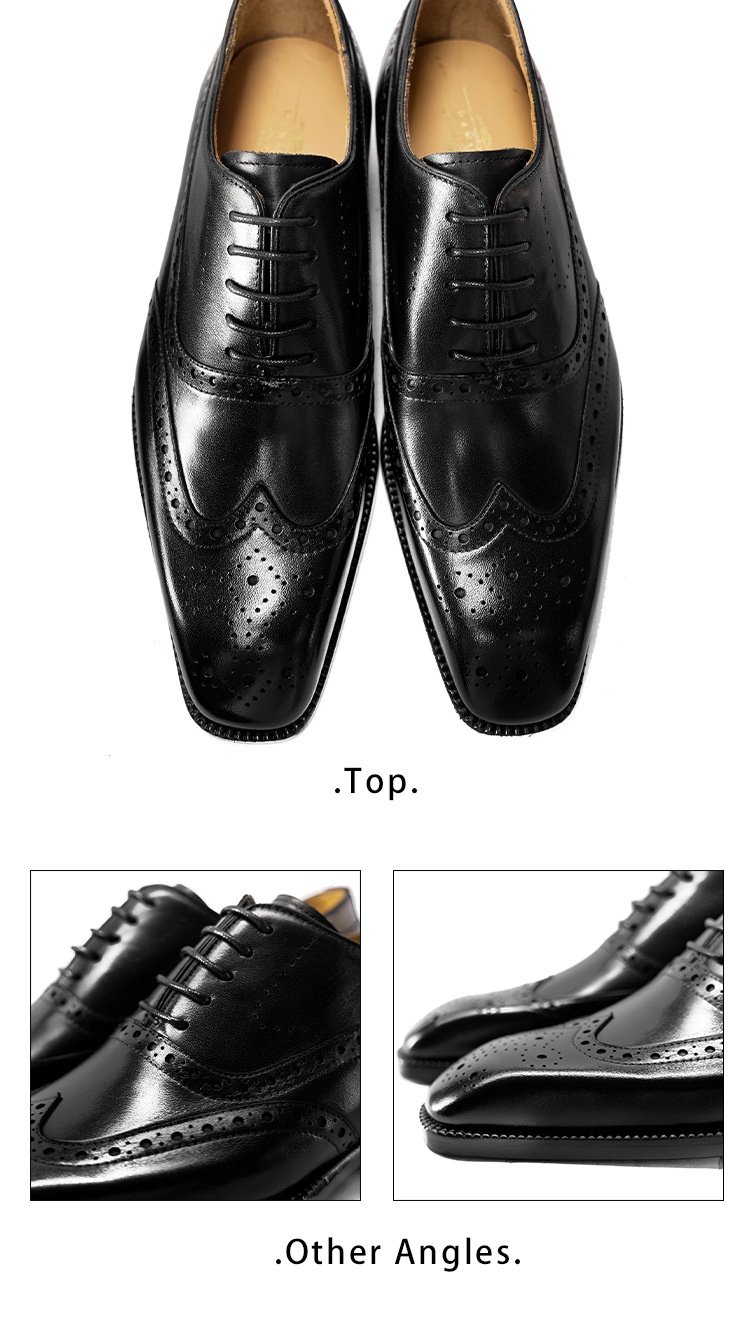 Zapatos Oxford estilo brogue para hombre, de piel de vacuno de alta gama, estilo británico, con punta cuadrada, forrados y estilo formal de negocios._voghion.com
