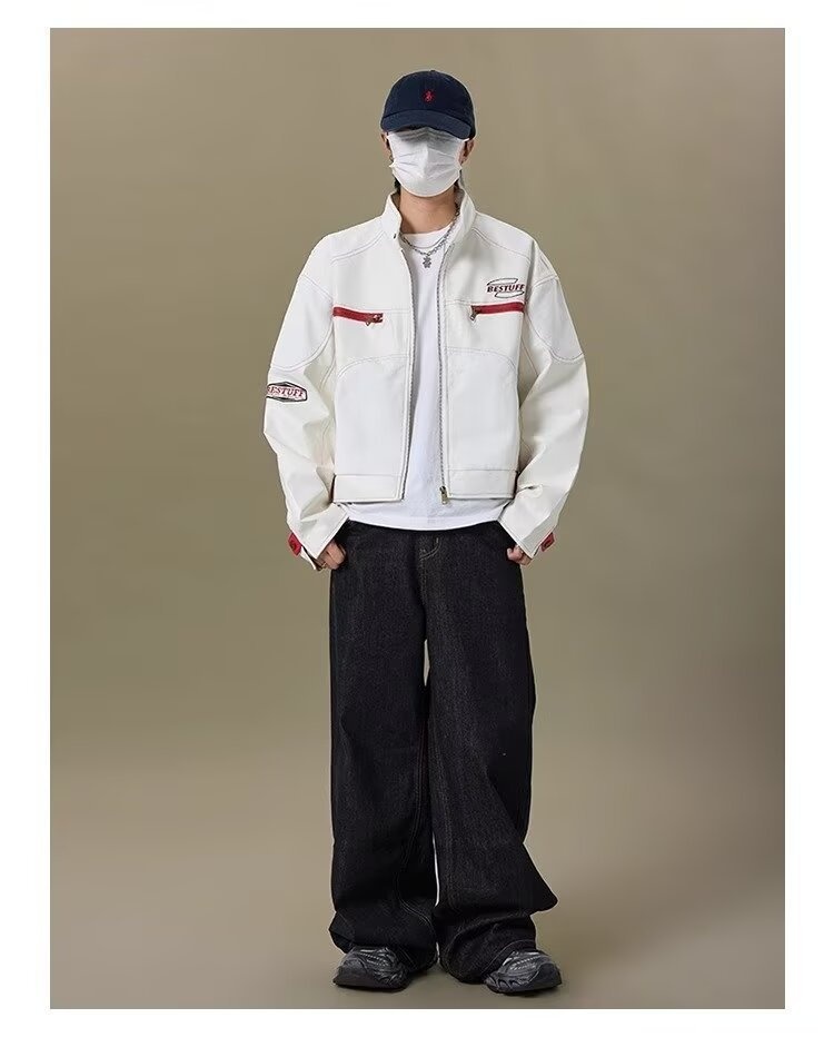 Giacca in pelle da uomo di alta qualità, stile hip hop, stile motociclista, stile corto PU, alla moda, marchio europeo e americano_voghion.com