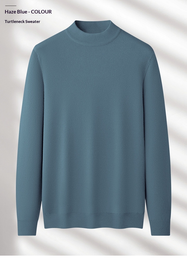 boy Boy Boy Boy Men's Wool Modal Half Turtleneck Sweater With Fleece Lining, Thickened And Warm, Simple Knitted Base Shirt_voghion.com
