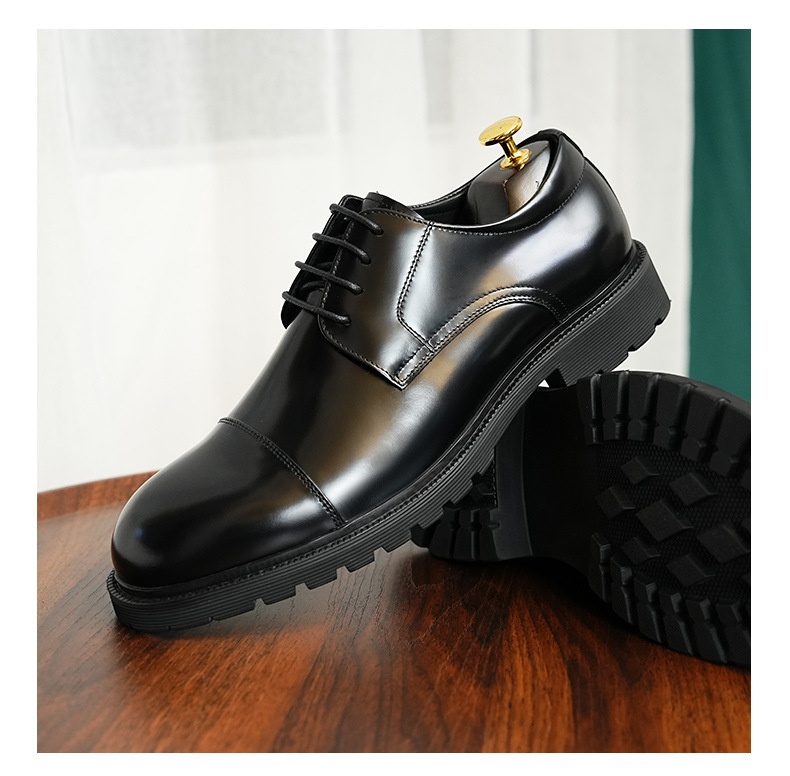 Scarpe derby formali da uomo Voyage in pelle a tre giunture, primo strato di fodera in pelle bovina, punta tonda, suola spessa, lucide_voghion.com