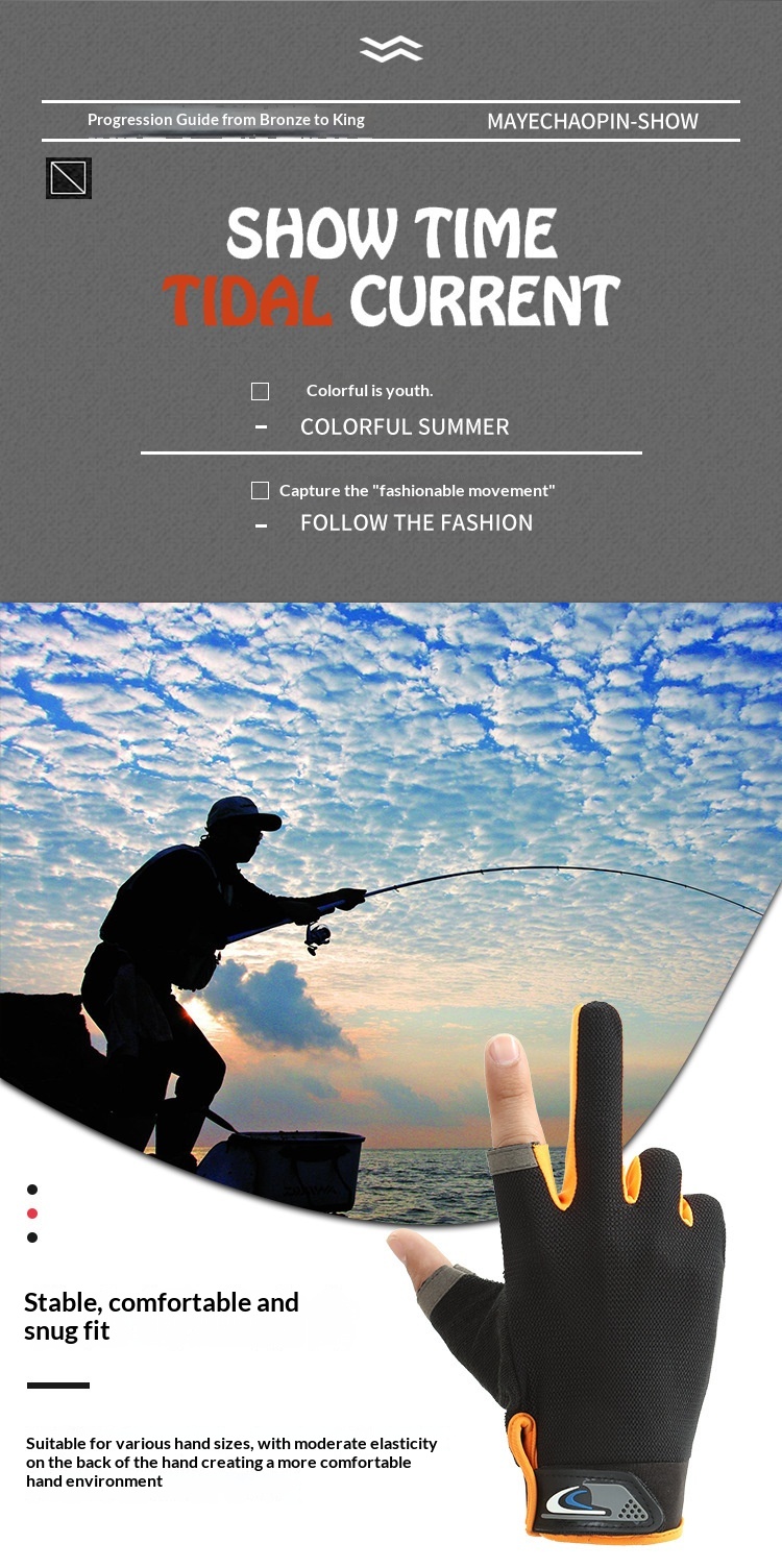 Guanti da ciclismo a due dita, protezione solare, per attività all'aperto, da pesca, da uomo, con mezze dita, antiscivolo, touchscreen, consegna_voghion.com