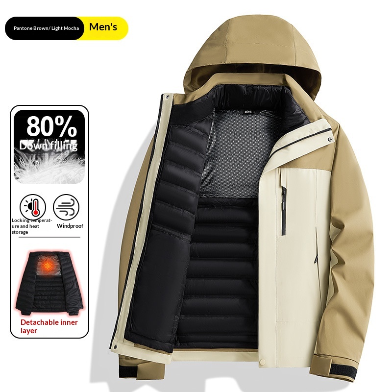 Ensemble deux pièces pour homme, doudoune d'hiver amovible, personnalisable, conforme aux normes nationales._voghion.com