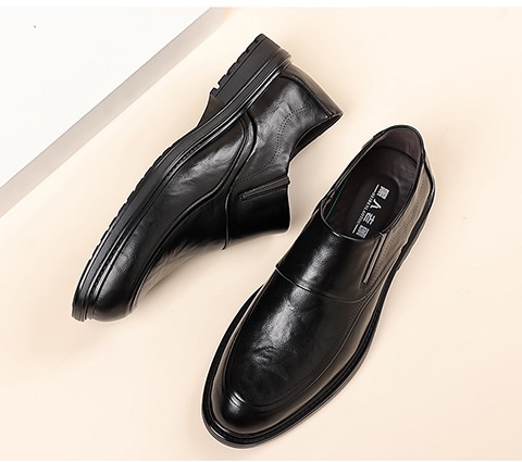 Mocassins souples britanniques Voyage Voyage Black pour hommes âgés, en cuir véritable, style Derby, élégants et décontractés, parfaits pour les affaires._voghion.com