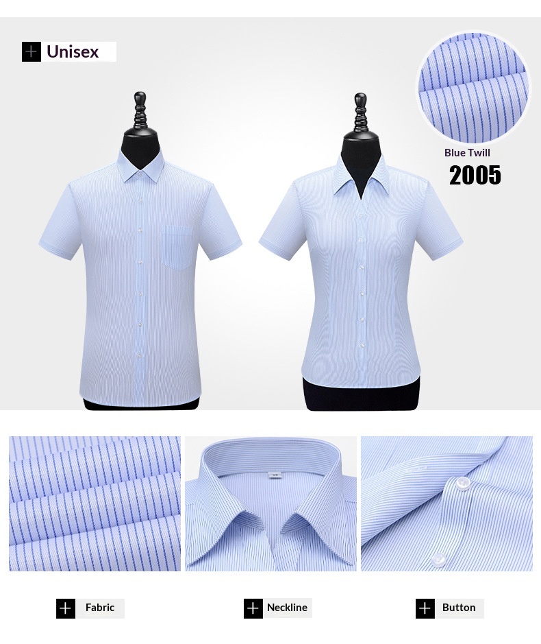 Liquid Ammonia Non-Iron Short Professional Slim Fit White Collar Korean Style High-End Shirt Printed Unisex_voghion.com